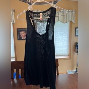 Racerback tank in black with sheer design